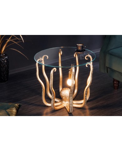 Table d'Appoint Lampe Pieuvre Dorée 50cm 50 cm Kraken