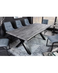 Table à manger aspect chêne sauvage blanchi gris 160 cm OAKLAND