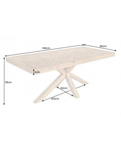 Table à manger en bois massif de pin 80 mm 160x90x78 cm FOREST