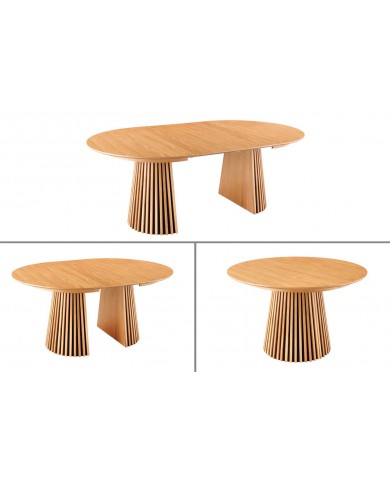 Table Ronde Extensible Chêne Naturel ARBOREA | Ø120 à 200 cm