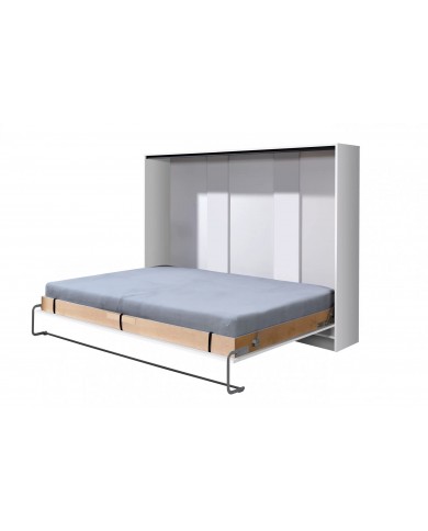 Armoire lit escamotable relevable horizontal 140x200 cm blanc mat Premium