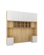 Pont de Lit Rangements avec chevets 140/160/180 cm Blanc mat Ambiance +