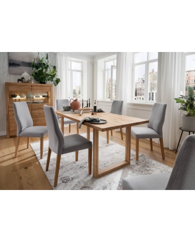 Buffet vitrine 4 portes chêne massif huilé 118 cm collection Prestige I