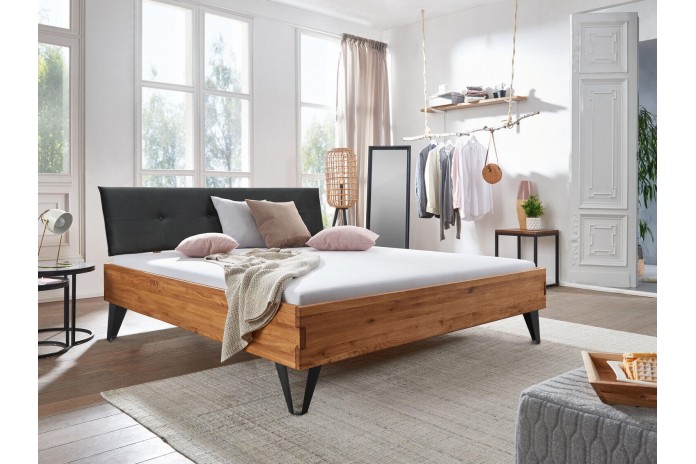 Lit Chêne Sauvage Massif et Métal Lithium 140-200cm | Mobili & Co
