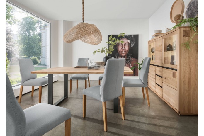 Table 200x100 cm en chêne massif et métal Collection Artisan