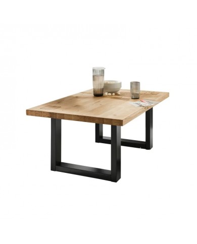 Table 200x100 cm en chêne massif et métal Collection Artisan