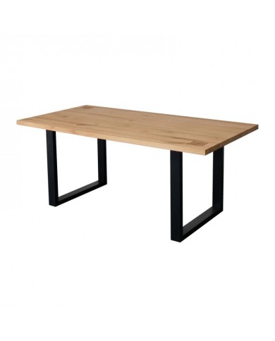 Table 180x90 cm en chêne massif et métal Collection Artisan
