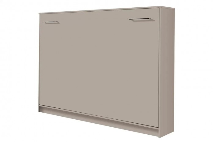 Armoire lit escamotable relevable horizontal 140x200 cm taupe Premium