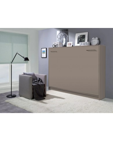 Armoire lit escamotable relevable horizontal 140x200 cm taupe Premium