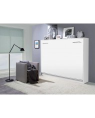 Armoire lit escamotable relevable Horizontal 120x200 cm blanc mat Premium