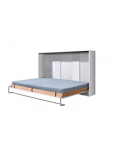 Armoire lit escamotable relevable Horizontal 120x200 cm blanc mat Premium