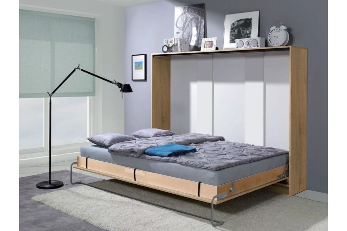 Armoire lit escamotable relevable horizontal 120x200 cm chêne sonoma Premium