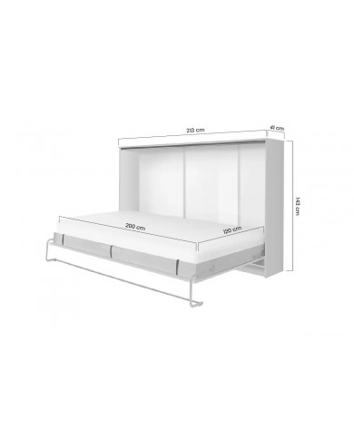 Armoire lit escamotable relevable horizontal 120x200 cm chêne lancelot et noir Premium
