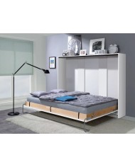 Armoire lit escamotable relevable horizontal 90x200 cm blanc mat Premium