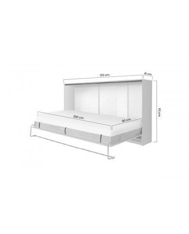 Armoire lit escamotable relevable horizontal 90x200 cm chêne sonoma Premium