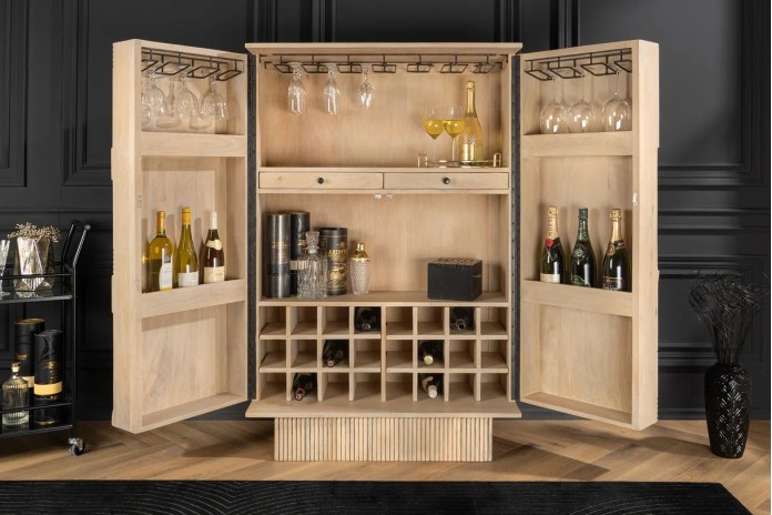 Meuble bar 140 cm en manguier blanchi NEOFORMA