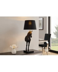 Lampe à Poser Design Cheval Noir & Or 75cm Dark Horse