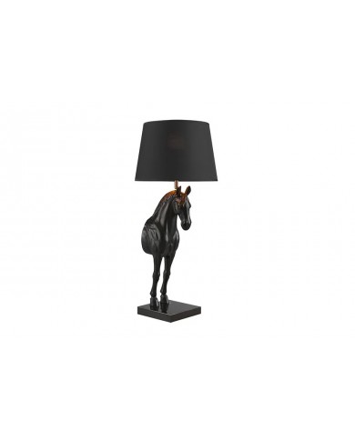 Lampe à Poser Design Cheval Noir & Or 75cm Dark Horse