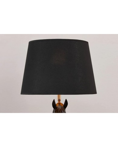 Lampe à Poser Design Cheval Noir & Or 75cm Dark Horse