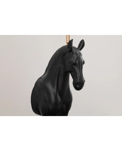 Lampe à Poser Design Cheval Noir & Or 75cm Dark Horse