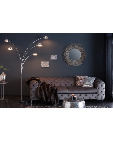 Lampadaire avec 5 bras orientables métal chromé 205 cm Five Lights