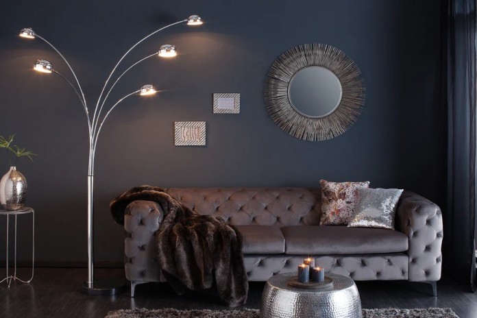 Lampadaire avec 5 bras orientables métal chromé 205 cm Five Lights