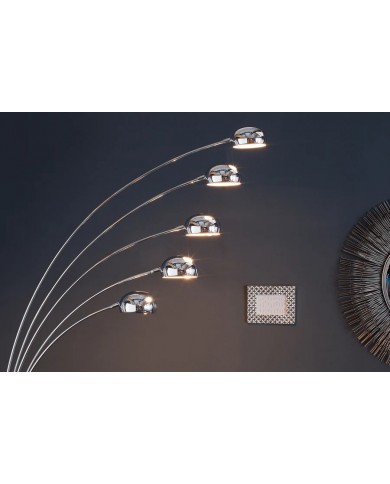 Lampadaire avec 5 bras orientables métal chromé 205 cm Five Lights