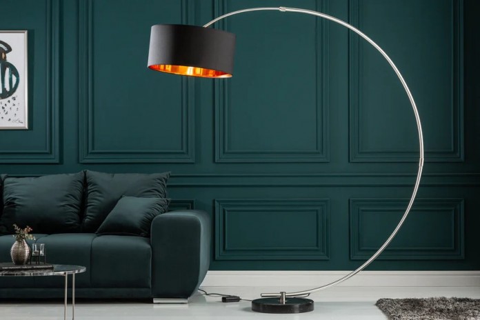 Lampadaire avec variateur d'intensité design Noir & Or 190 cm Python