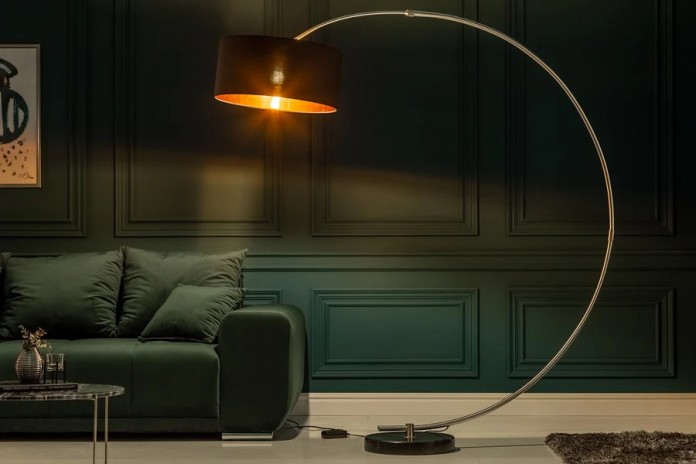 Lampadaire avec variateur d'intensité design Noir & Or 190 cm Python