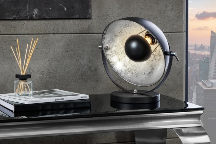 Lampe de Table Industrielle STUDIO Noir & Argent 40cm