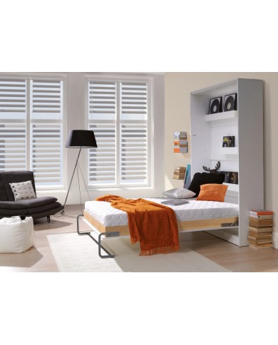 Armoire lit Escamotable relevable vertical 120x200 cm blanc mat Premium