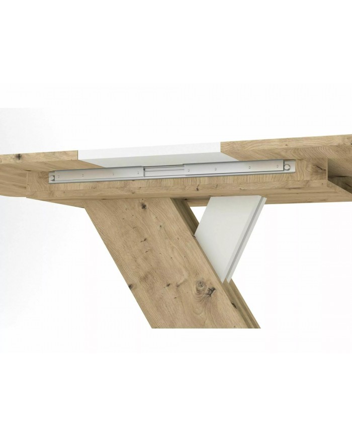 Table extensible chêne wotan et blanc mat 140-180 cm Exol 100 € remise immédiate