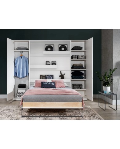 Armoire lit Escamotable relevable vertical 120x200 cm blanc mat Premium