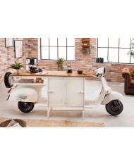 Meuble Bar Scooter Vintage Blanc 250 cm en Manguier Massif STRADA 60