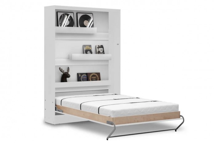 Armoire lit Escamotable relevable vertical 120x200 cm blanc mat Premium
