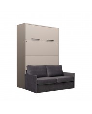 Lit escamotable vertical 140×200 cm avec canapé taupe DELUXE | Mobili & Co