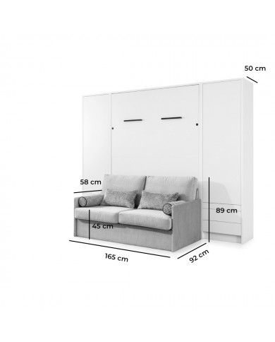 Lit escamotable avec canapé 140×200 chêne & noir DELUXE