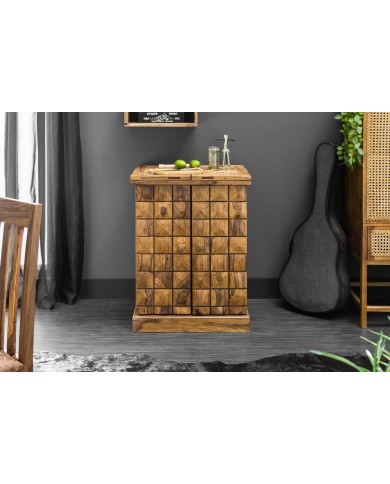 Meuble bar pliant bois massif de sheesham naturel 130 cm Tessela