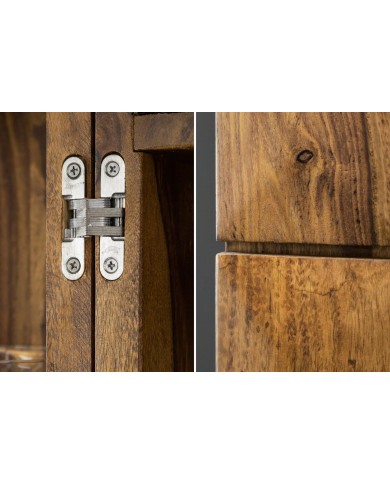 Meuble bar pliant bois massif de sheesham naturel 130 cm Tessela
