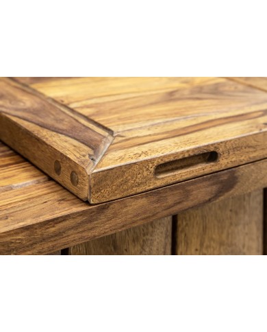 Meuble bar pliant bois massif de sheesham naturel 130 cm Tessela