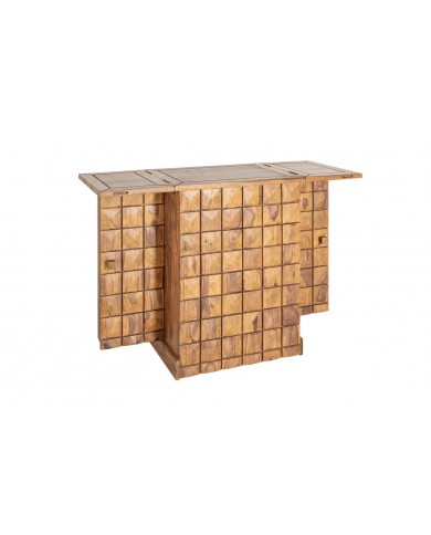 Meuble bar pliant bois massif de sheesham naturel 130 cm Tessela