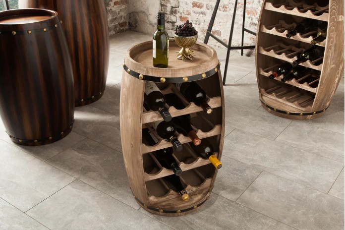 Casier à vin fût de tonneau en sapin 14 bouteilles CAVISTA 60 cm
