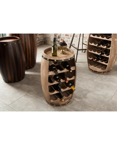 Casier à vin fût de tonneau en sapin 23 bouteilles CAVISTA 80 cm