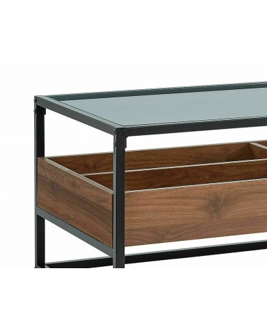 Table de Salon Harmony A – Élégance et Fonctionnalité avec Plateau en Verre et Rangements