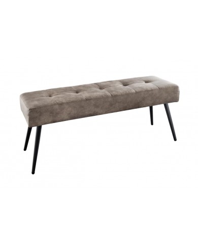 Banc 100 cm taupe microfibre et métal noir BOUNTY