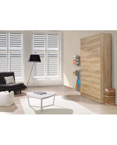 Armoire lit escamotable relevable vertical 90x200 cm chêne sonoma Premium