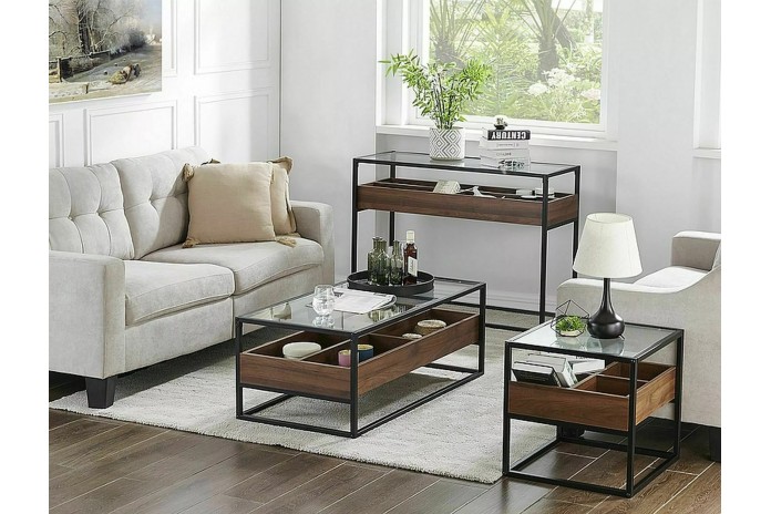 Console Design  – Élégance et Rangement Pratique avec Plateau en Verre Harmony C