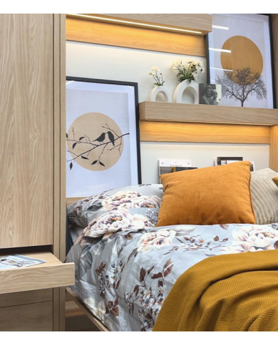 Lit escamotable vertical 140×200 cm avec bureau intégré CHENE HUILE DELUXE