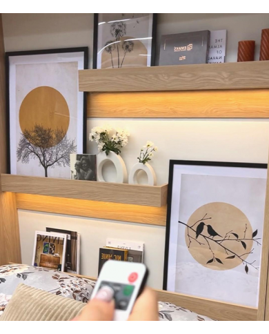 Lit escamotable vertical 140×200 cm avec bureau intégré CHENE HUILE DELUXE