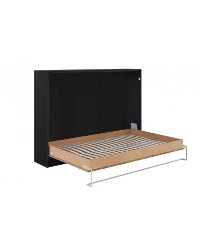 Armoire lit escamotable relevable horizontal 140x200 cm chêne lancelot et noir